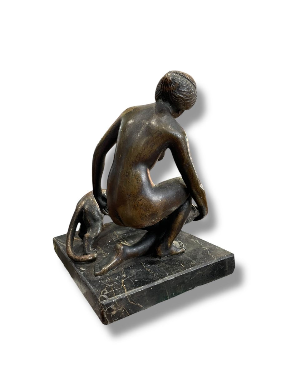 Bronze orientaliste femme à la panthère-photo-4