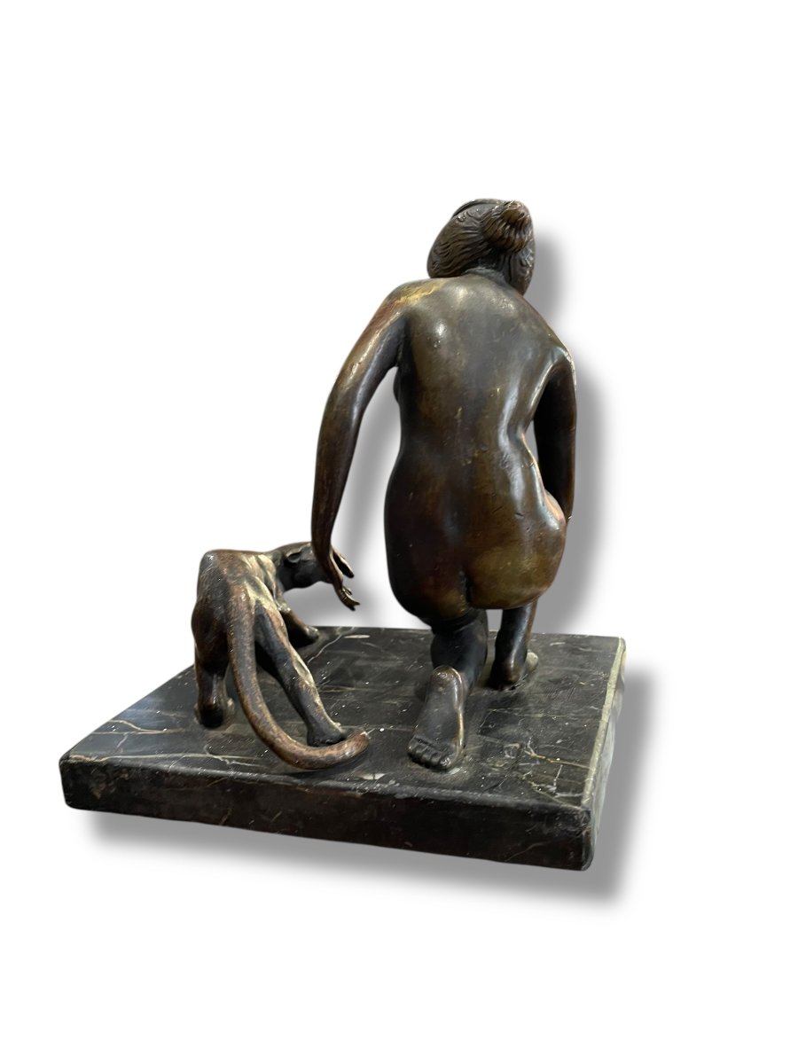 Bronze orientaliste femme à la panthère-photo-5