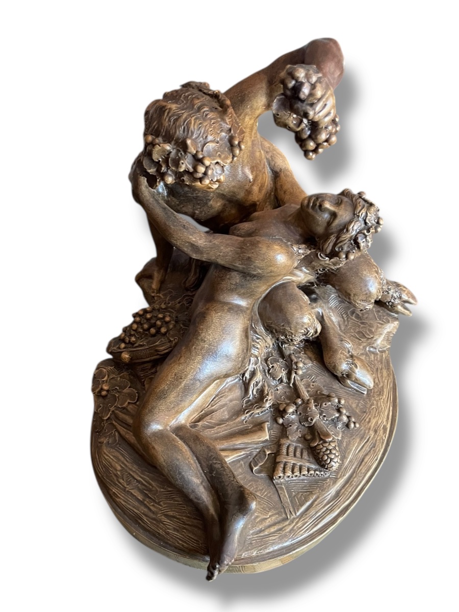 Satyre Et Bacchante Terre Cuite Signée Clodion-photo-4