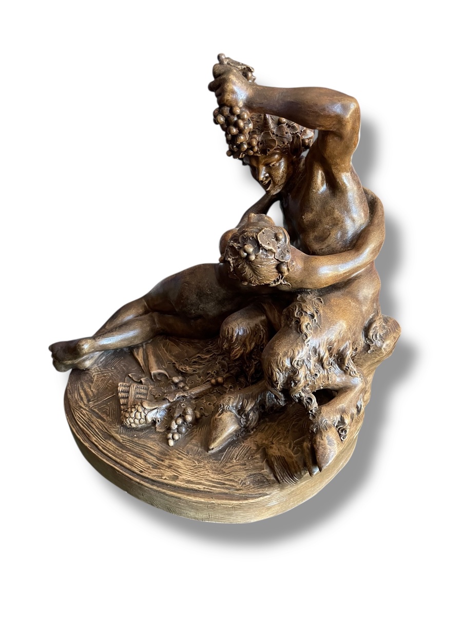 Satyre Et Bacchante Terre Cuite Signée Clodion-photo-7