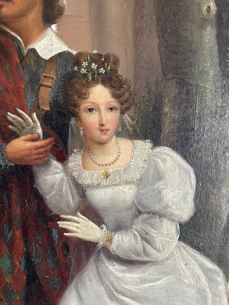Important Gallant Scene, Oil On Canvas, 19th Century-photo-3