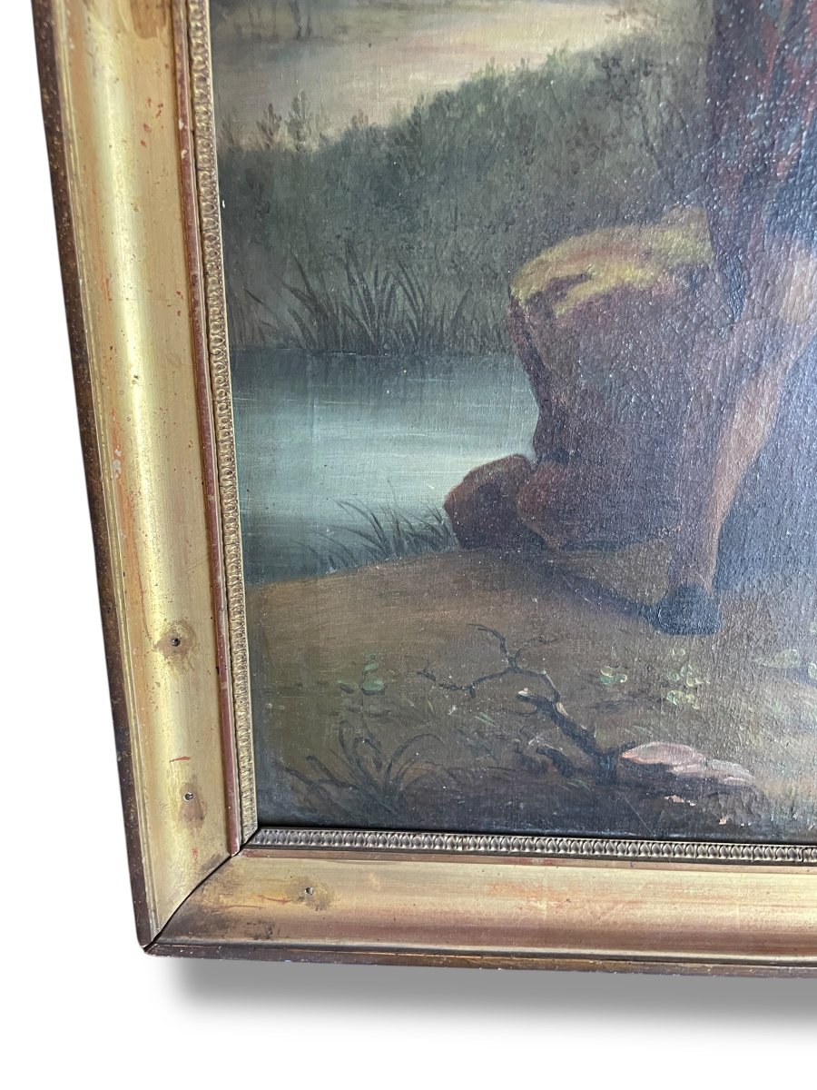 Important Gallant Scene, Oil On Canvas, 19th Century-photo-3