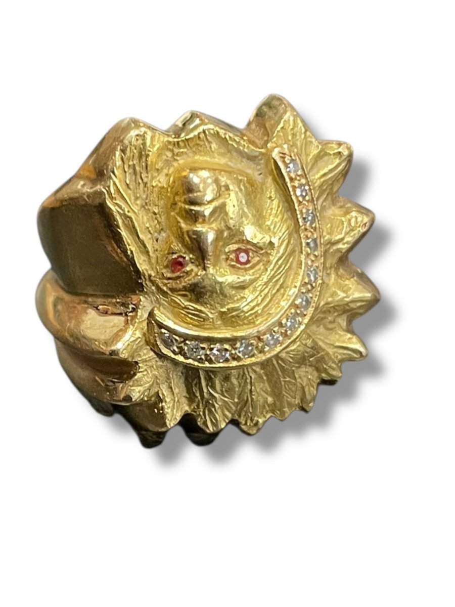 Bague chevalière or tête d'indien-photo-3