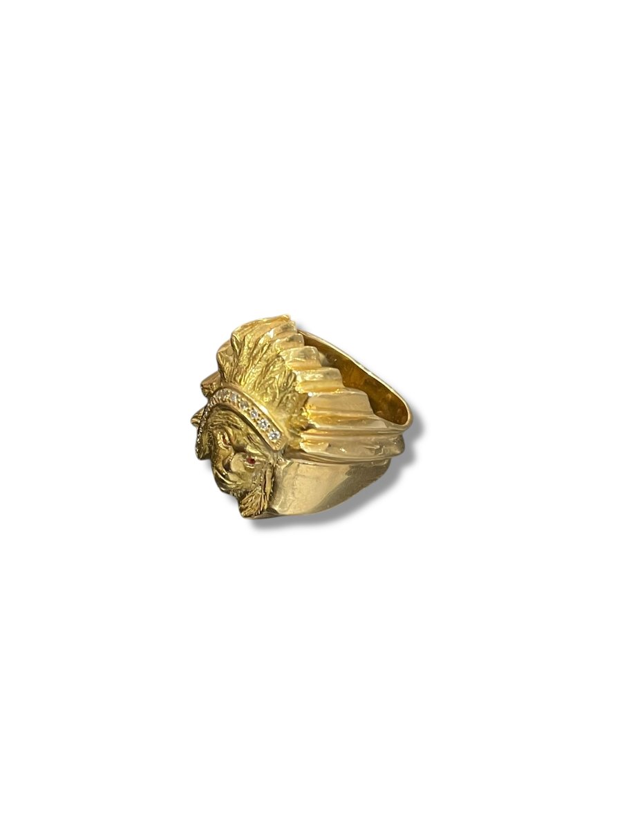 Bague chevalière or tête d'indien-photo-8