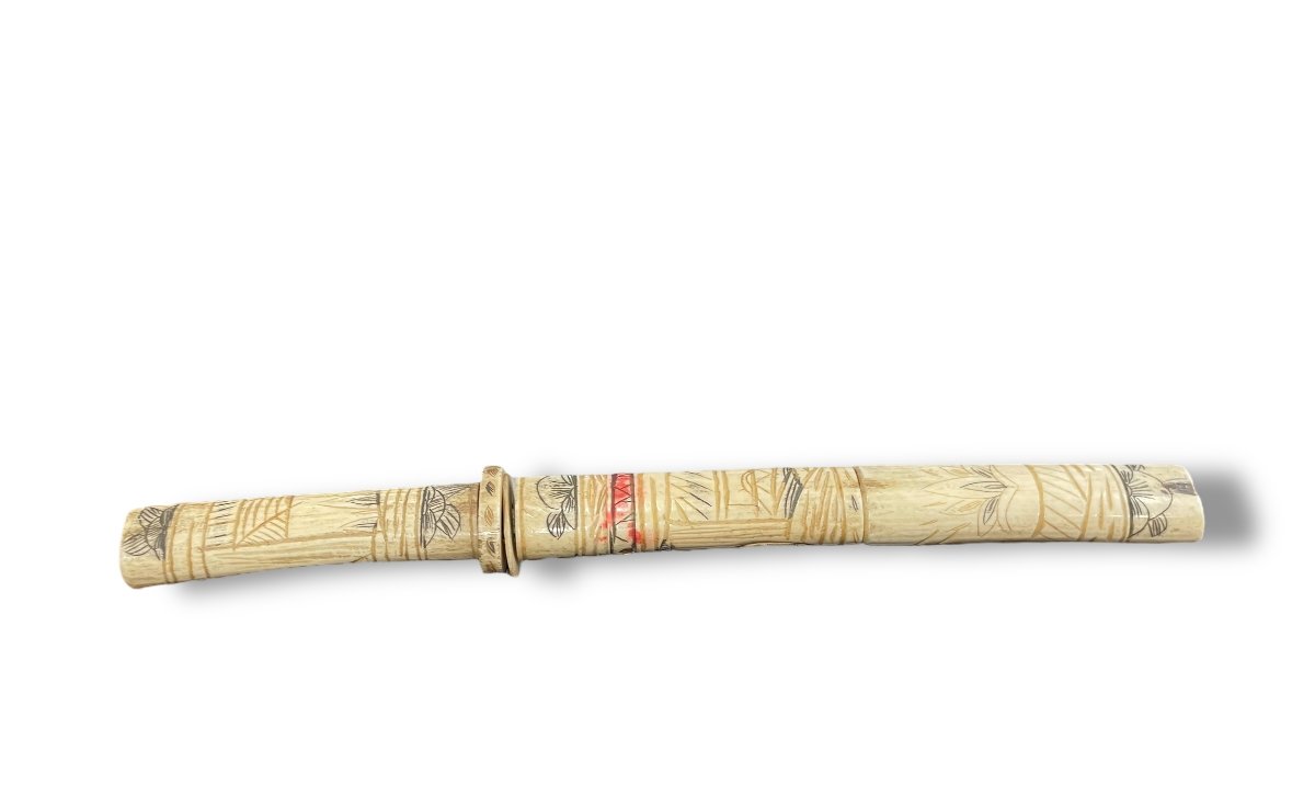 Wakizashi Japanese Bone Carved Sword Tanto Small Katana-photo-4