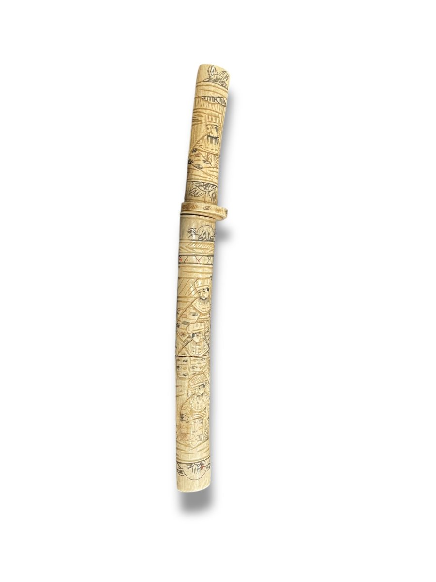 Wakizashi Japanese Bone Carved Sword Tanto Small Katana-photo-1