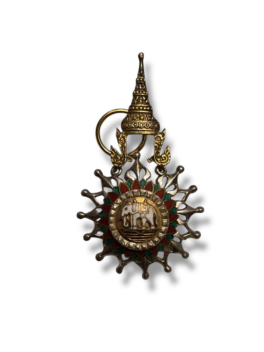 Médaille d'officier Ordre de l'éléphant Blanc Siam Thailande-photo-4