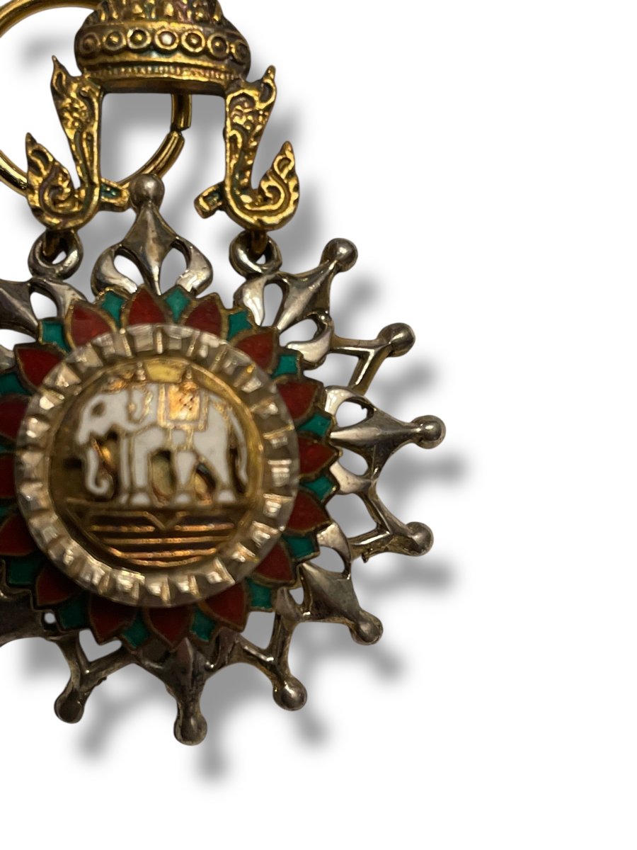 Médaille d'officier Ordre de l'éléphant Blanc Siam Thailande-photo-6