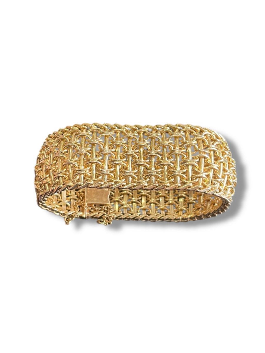 Bracelet manchette en or jaune 18 carats-photo-3