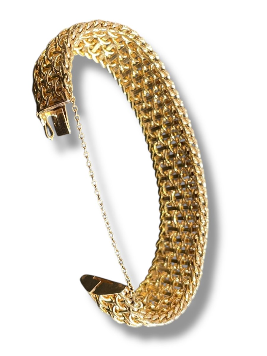 Bracelet manchette en or jaune 18 carats-photo-4