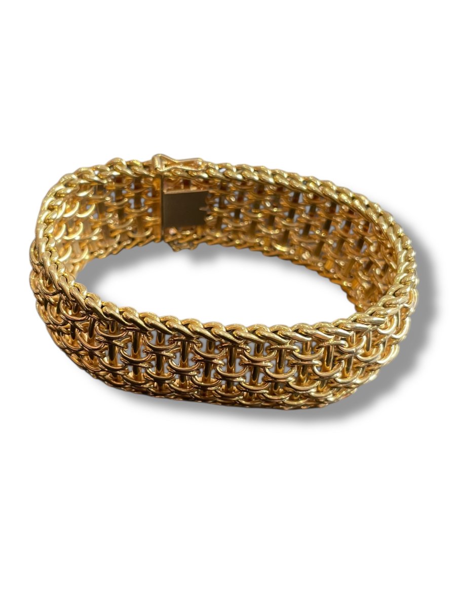 Bracelet manchette en or jaune 18 carats-photo-6