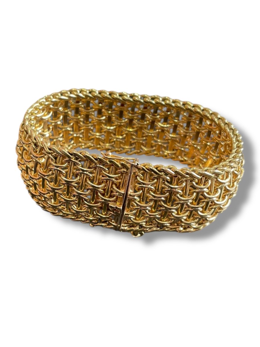 Bracelet manchette en or jaune 18 carats-photo-8