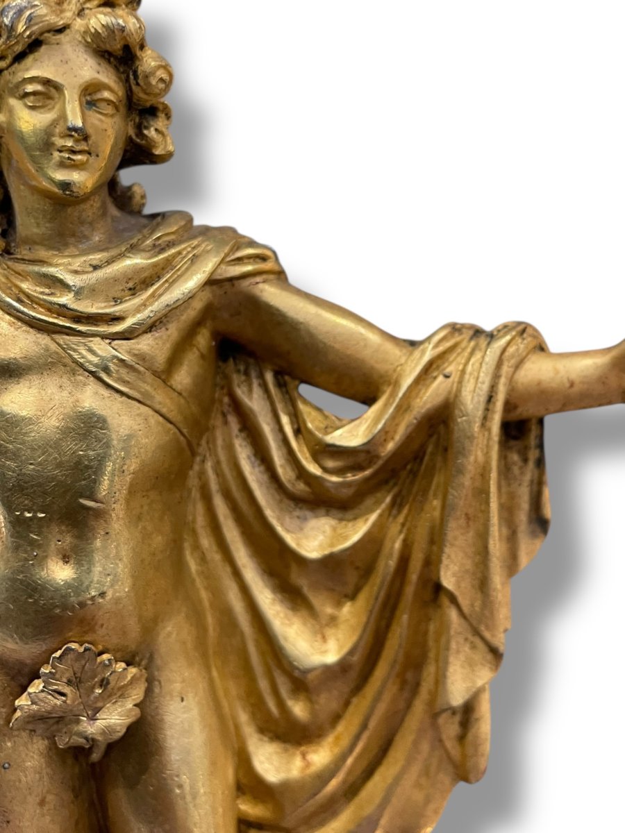 Apollo Sculpture Early 19th Century In Gilded Bronze-photo-2