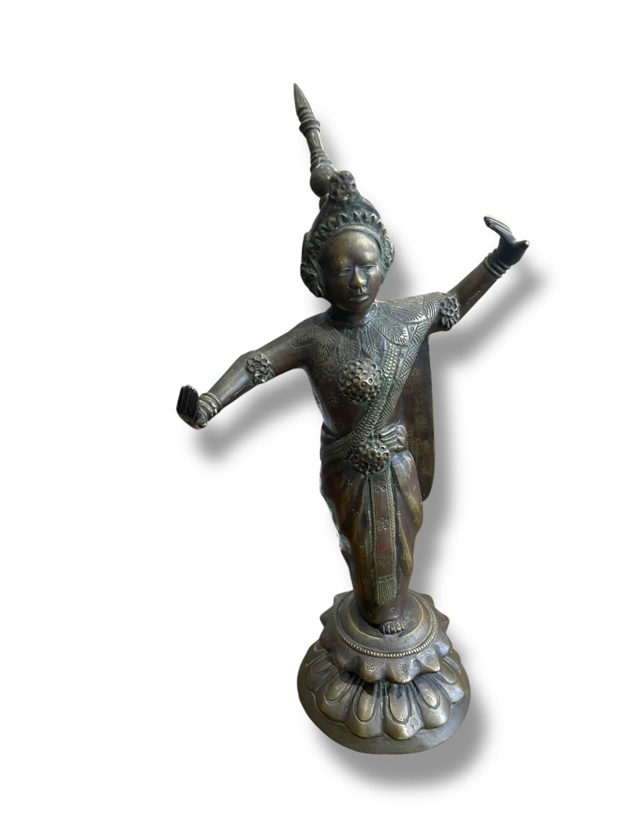  Indochina Ramayana Dancer In Patinated Bronze-photo-3