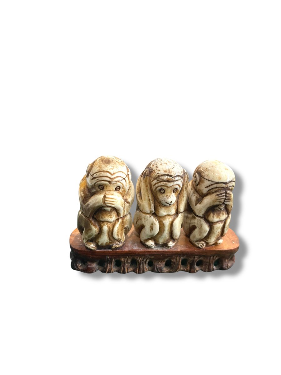 Singe de la sagesse os sculpté XIX eme-photo-2