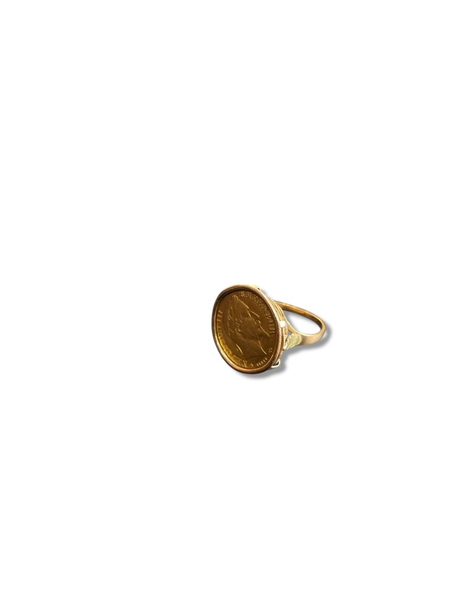 Ring Set With Napoleon Coin 10 Francs Gold-photo-3