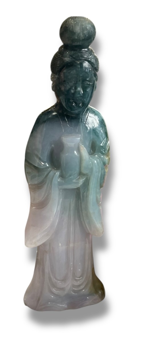 Chinese Deity With Jadeite Vase