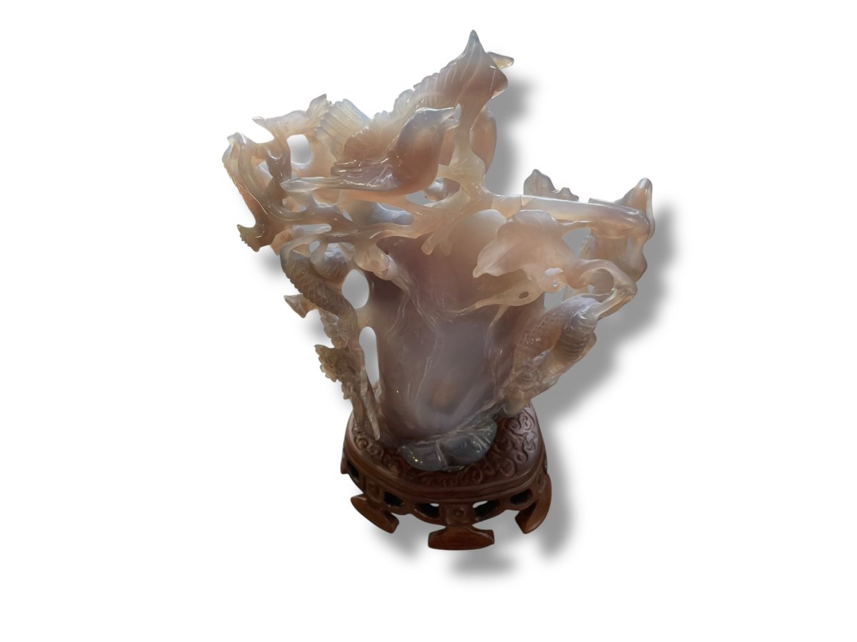 China Large Group Of Birds And Fish In Chalcedony Agate -photo-2