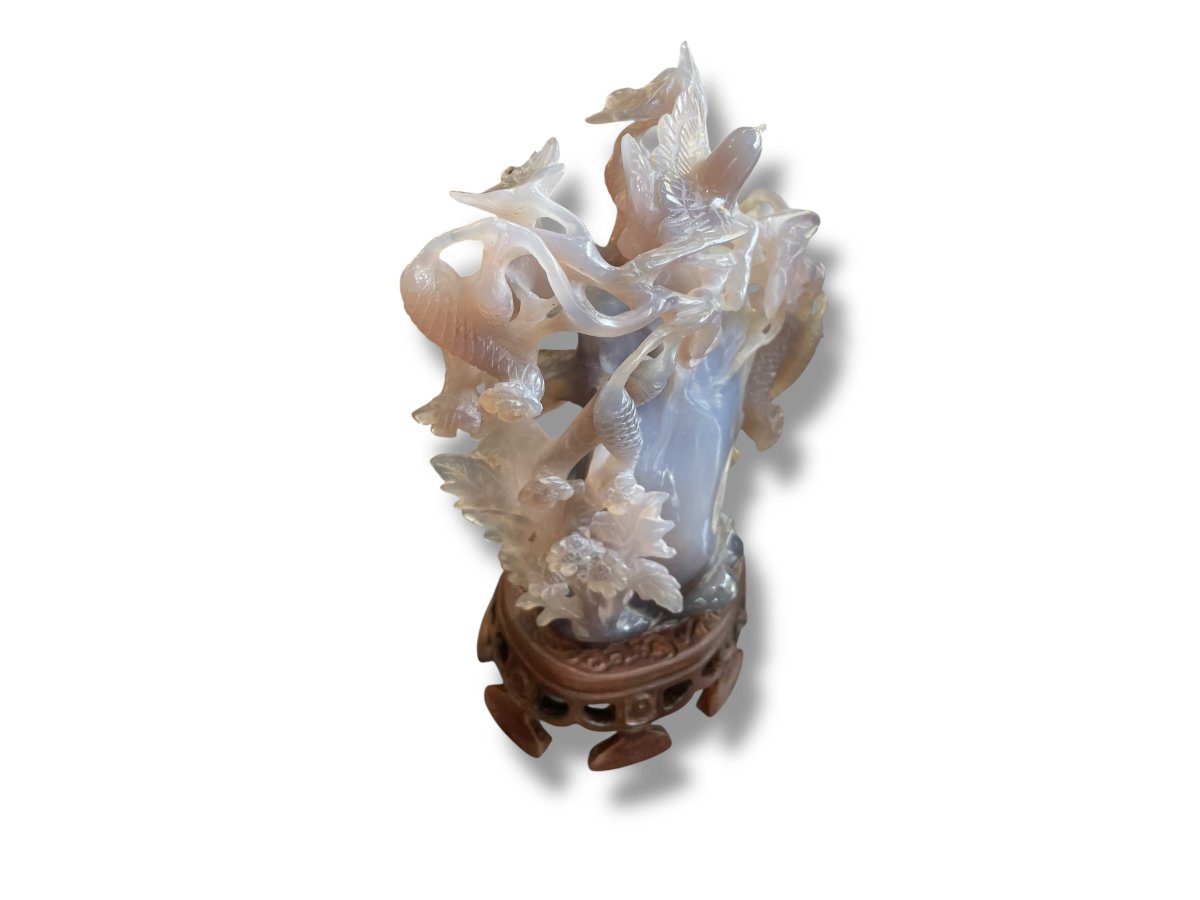 China Large Group Of Birds And Fish In Chalcedony Agate -photo-6
