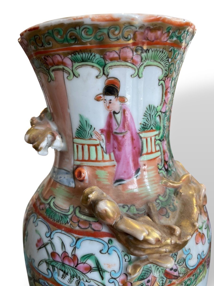Paire de vases en Porcelaine de Canton -photo-3