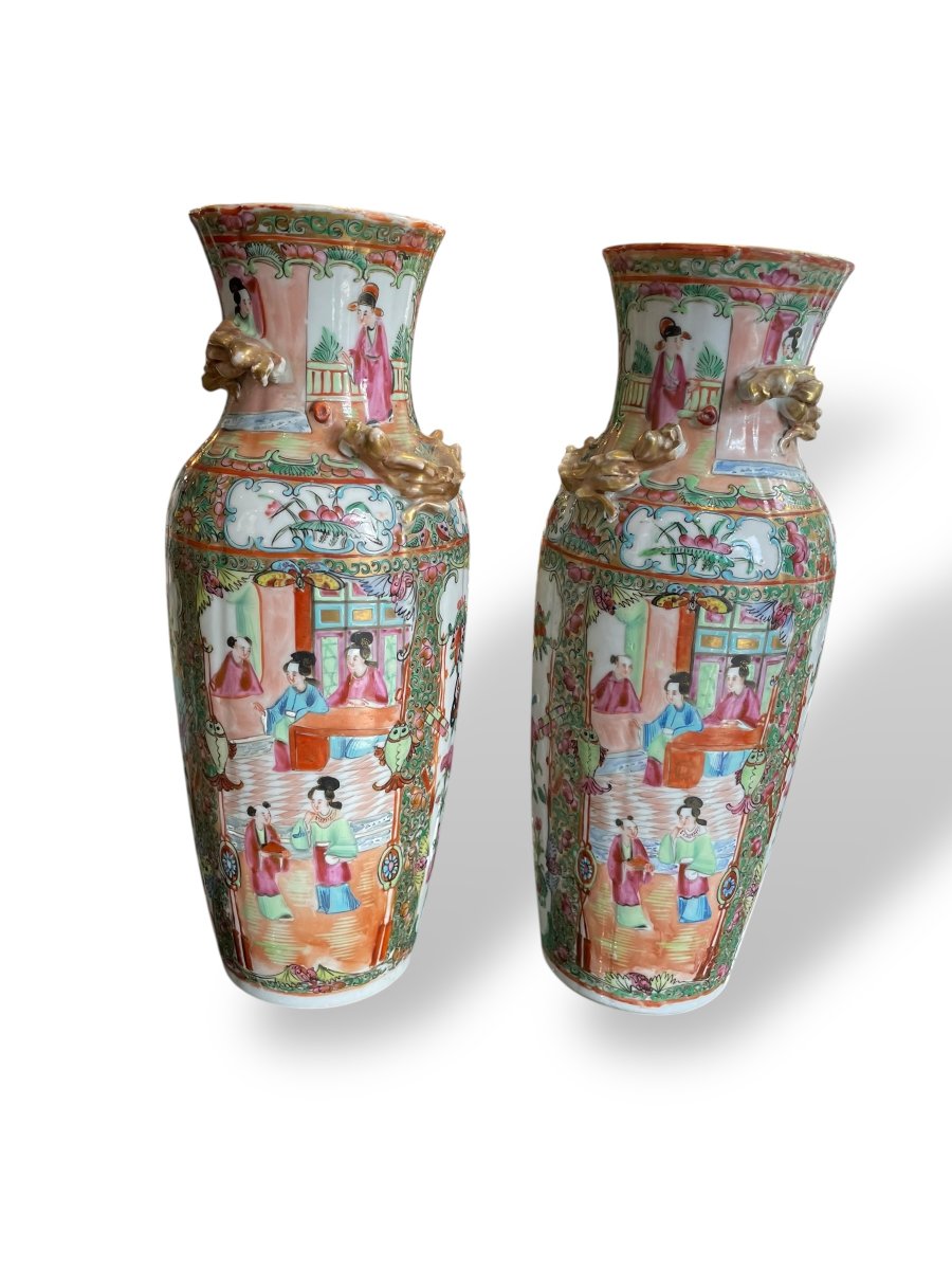 Paire de vases en Porcelaine de Canton -photo-4