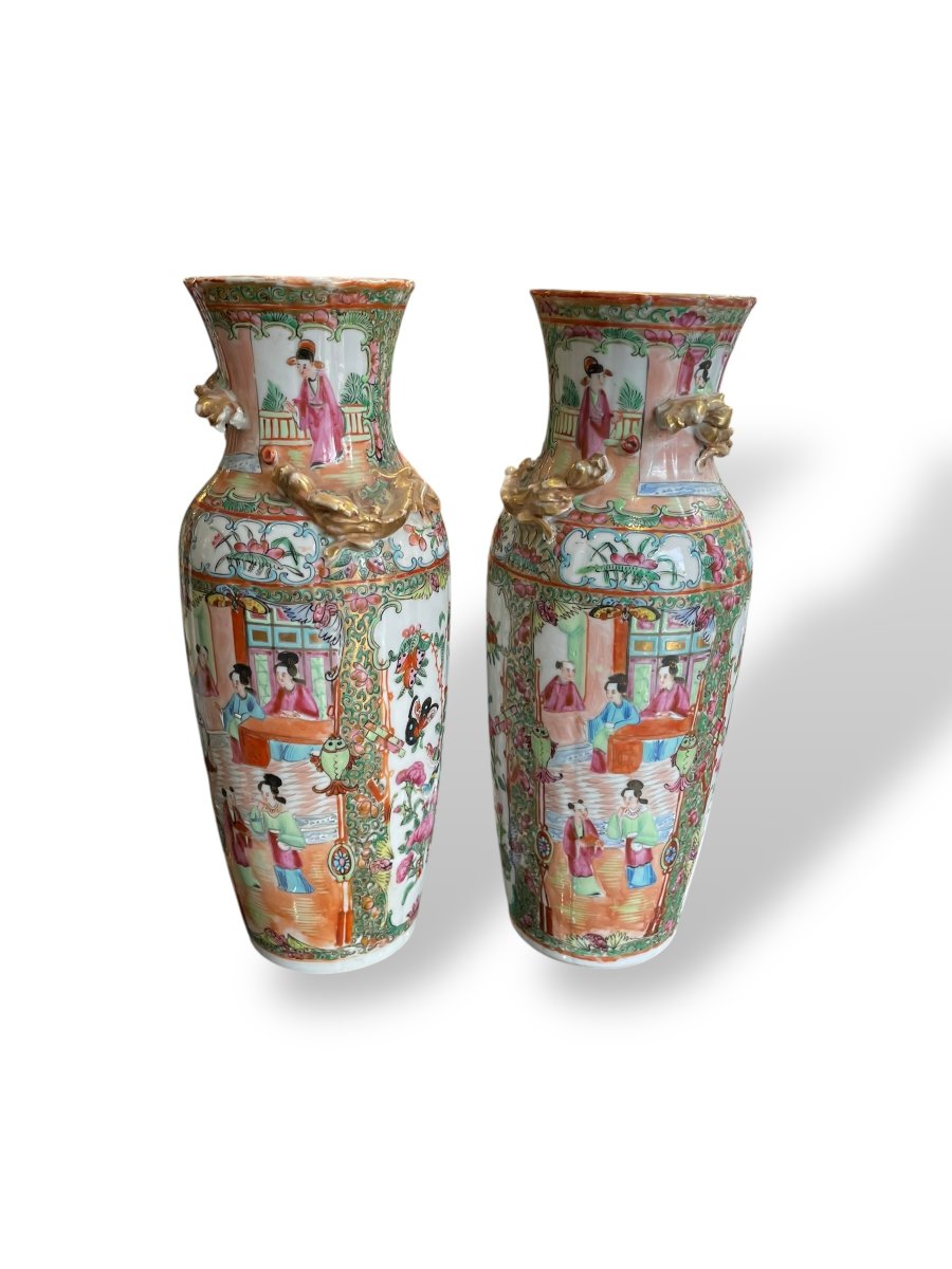 Paire de vases en Porcelaine de Canton -photo-3