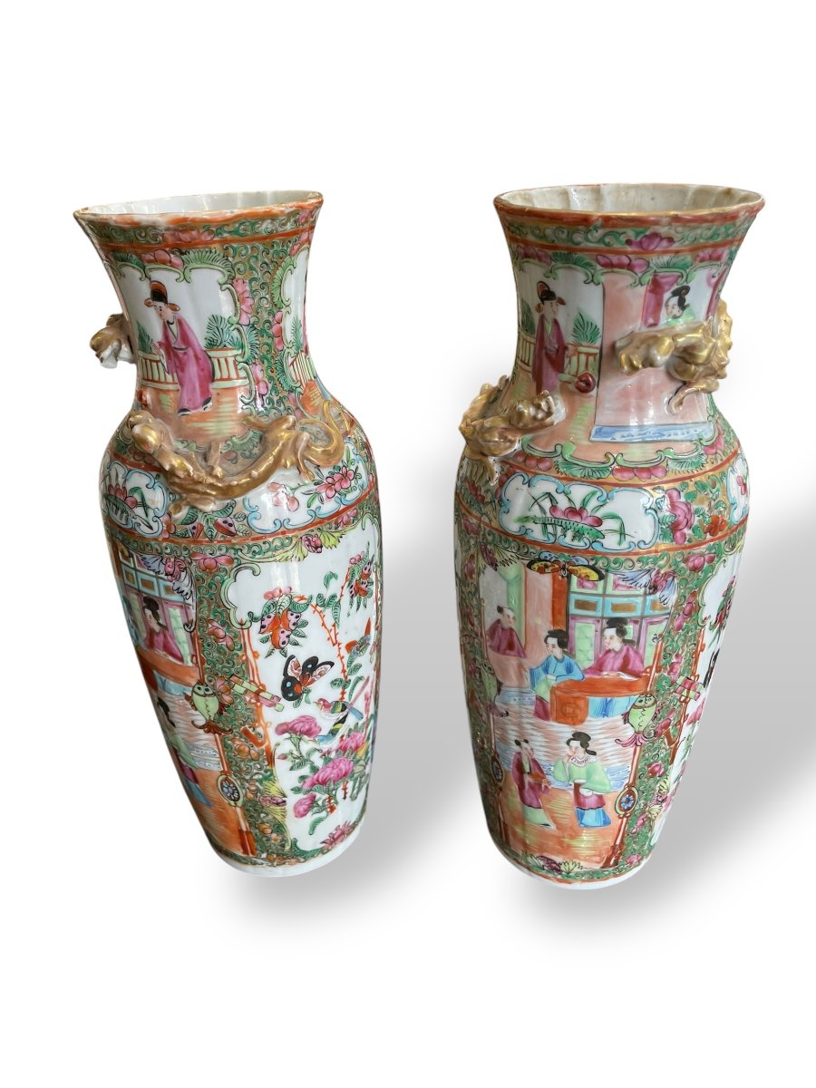 Paire de vases en Porcelaine de Canton -photo-6
