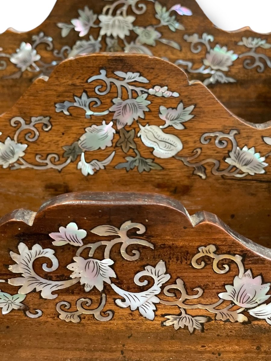 Indochina Mother-of-pearl Letter Holder With Elephants And Bats-photo-3