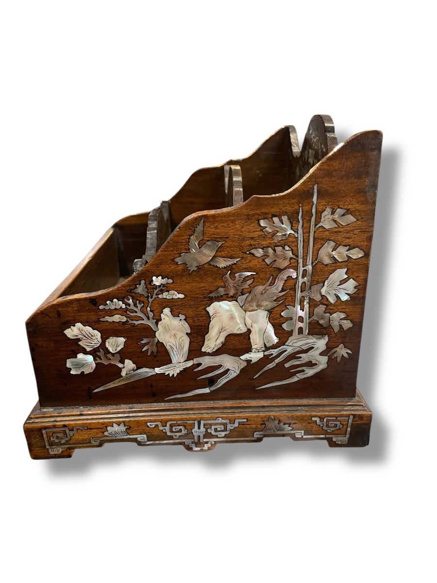 Indochina Mother-of-pearl Letter Holder With Elephants And Bats-photo-7
