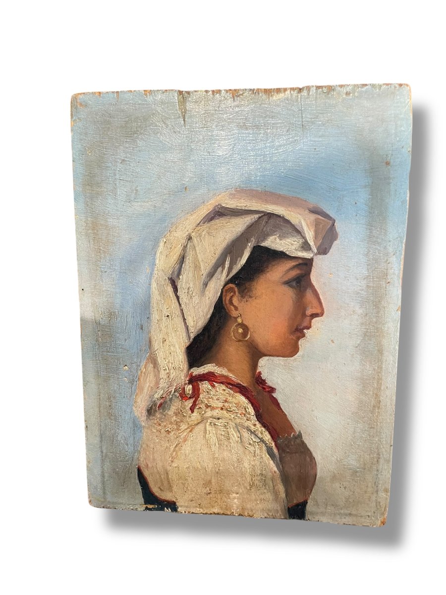Portrait de femme orientaliste huile sur panneau-photo-2