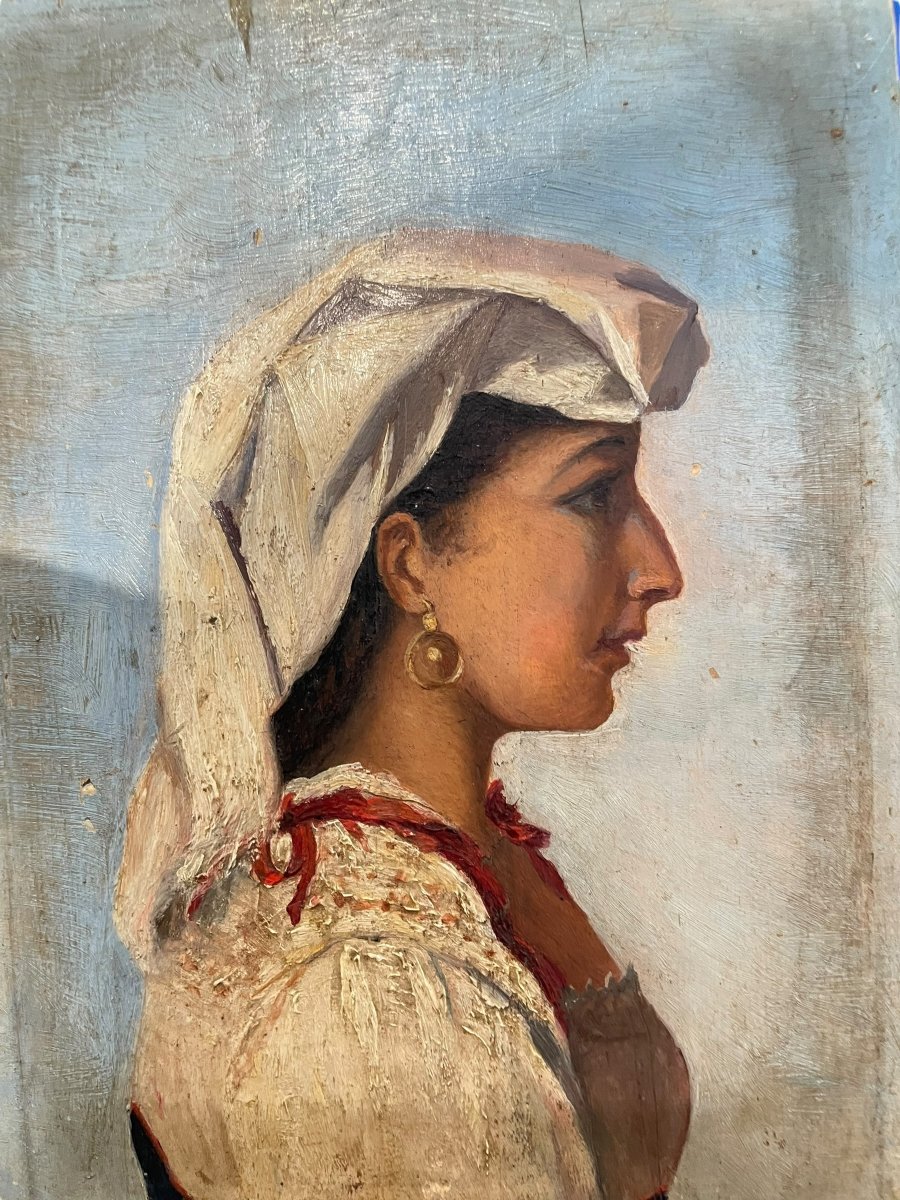 Portrait de femme orientaliste huile sur panneau-photo-5