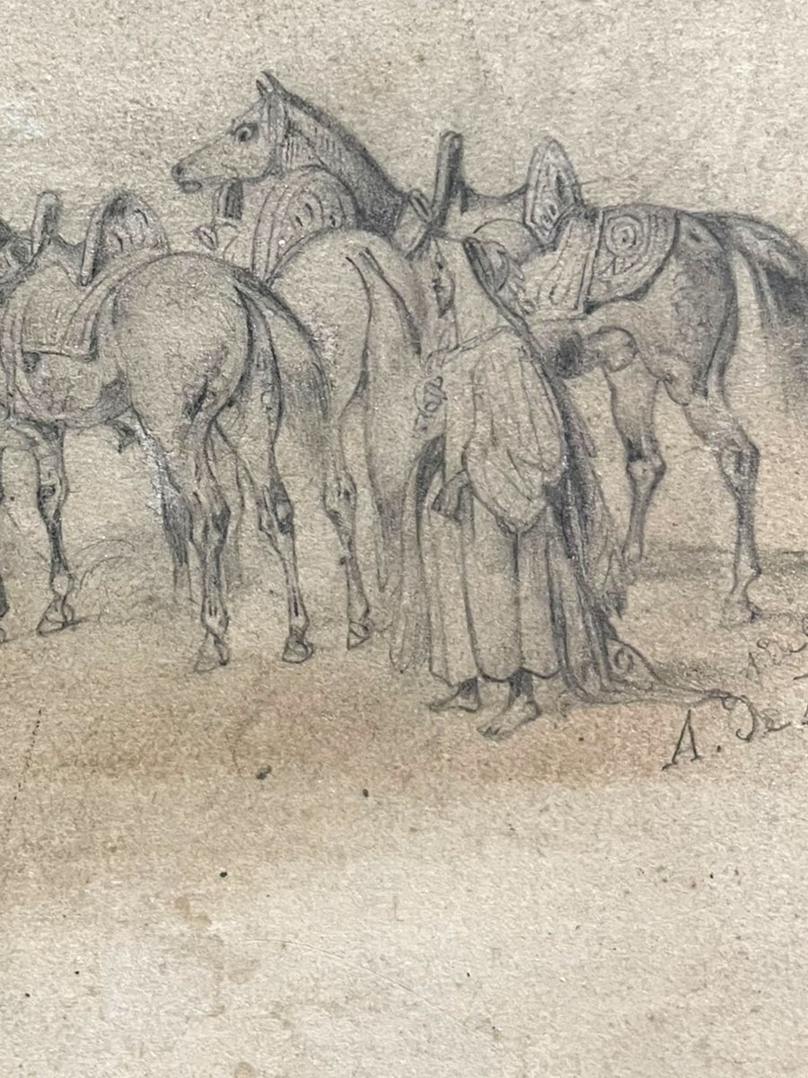 19th Century Orientalist Drawing Of The Camp-photo-5