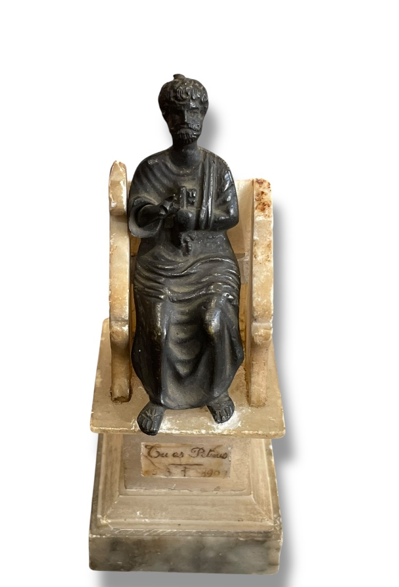 Saint-Pierre en bronze et Albâtre Grand Tour