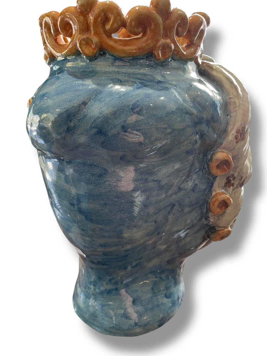 Tête mauresque en céramique émaillée CALTAGIRONE-photo-3