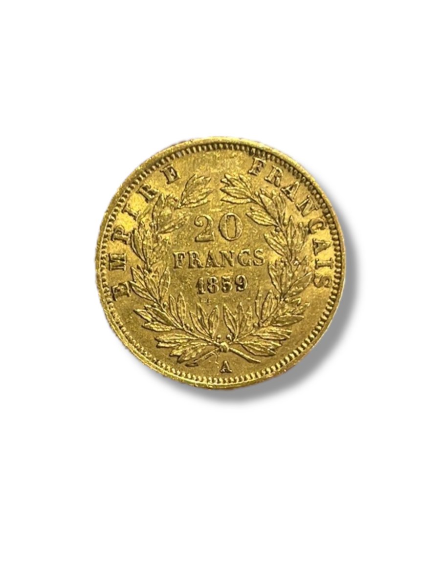 20 Francs Gold Coin Napoleon III Barehead 1859-photo-3