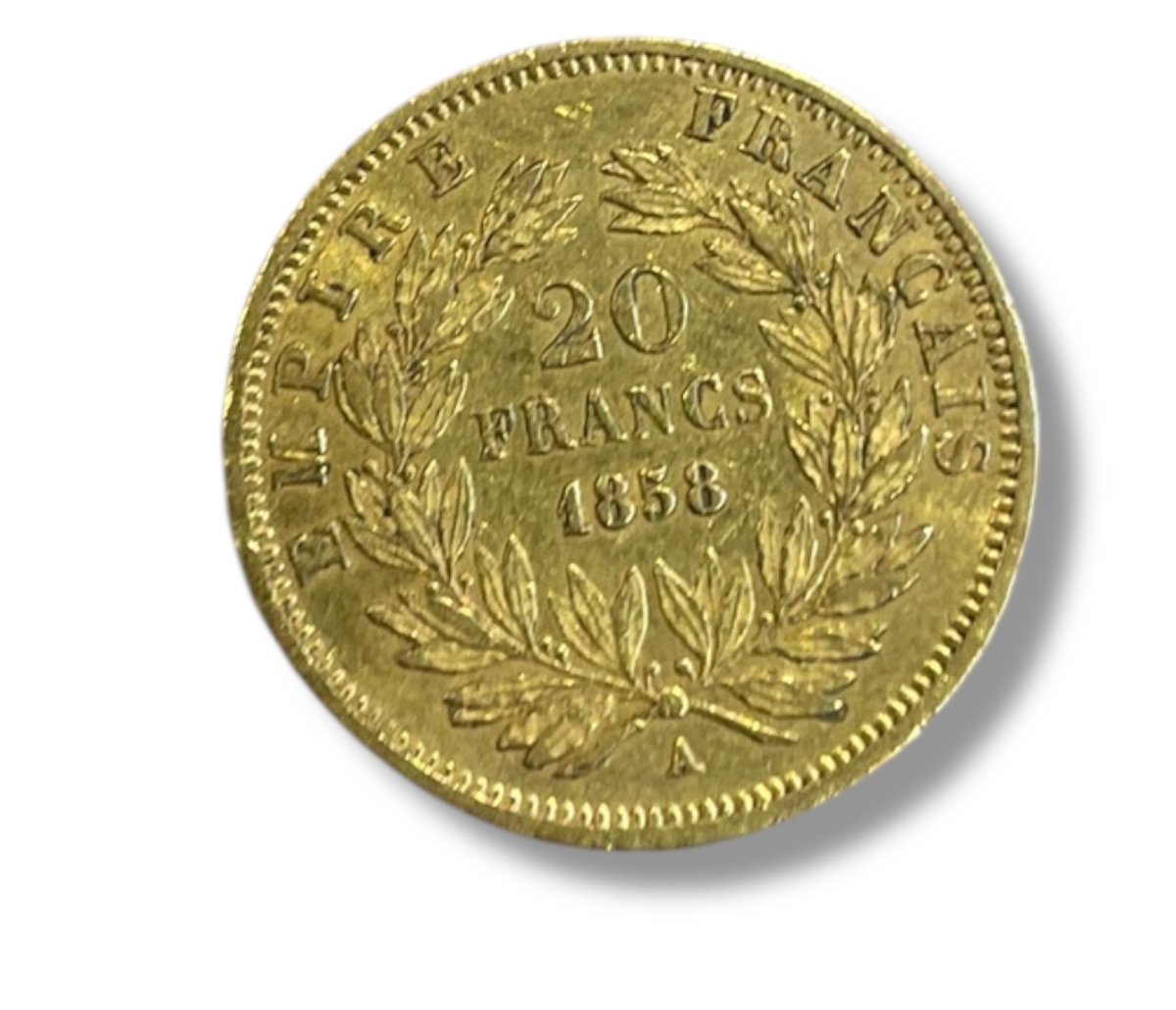 20 Francs Gold Coin Napoleon III Barehead 1858-photo-2