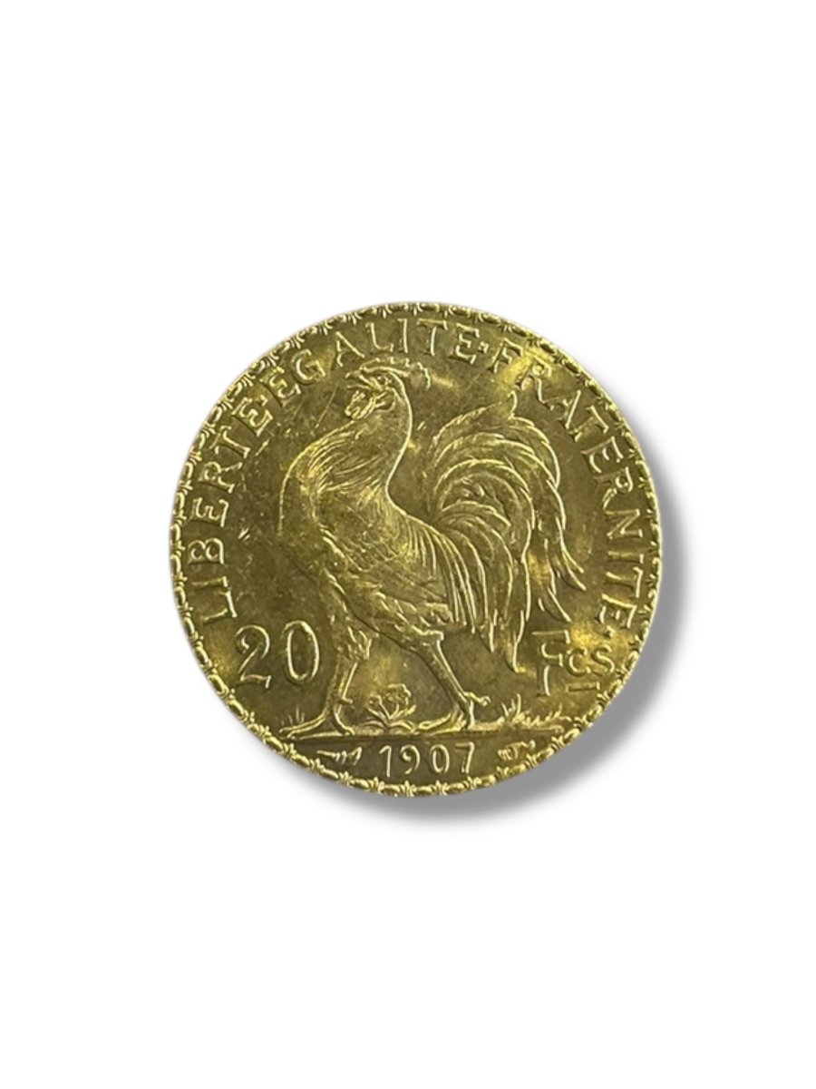20 Francs Gold Coin Rooster Marianne 1907-photo-2
