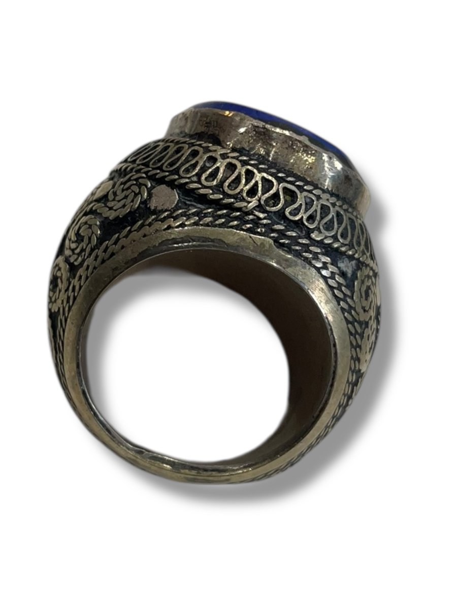 Bague afghane intaille en lapis lazuli-photo-3