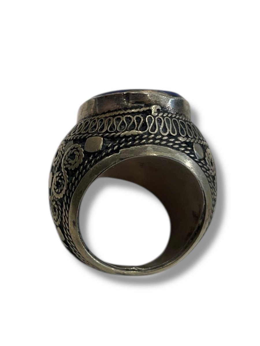 Bague afghane intaille en lapis lazuli-photo-5