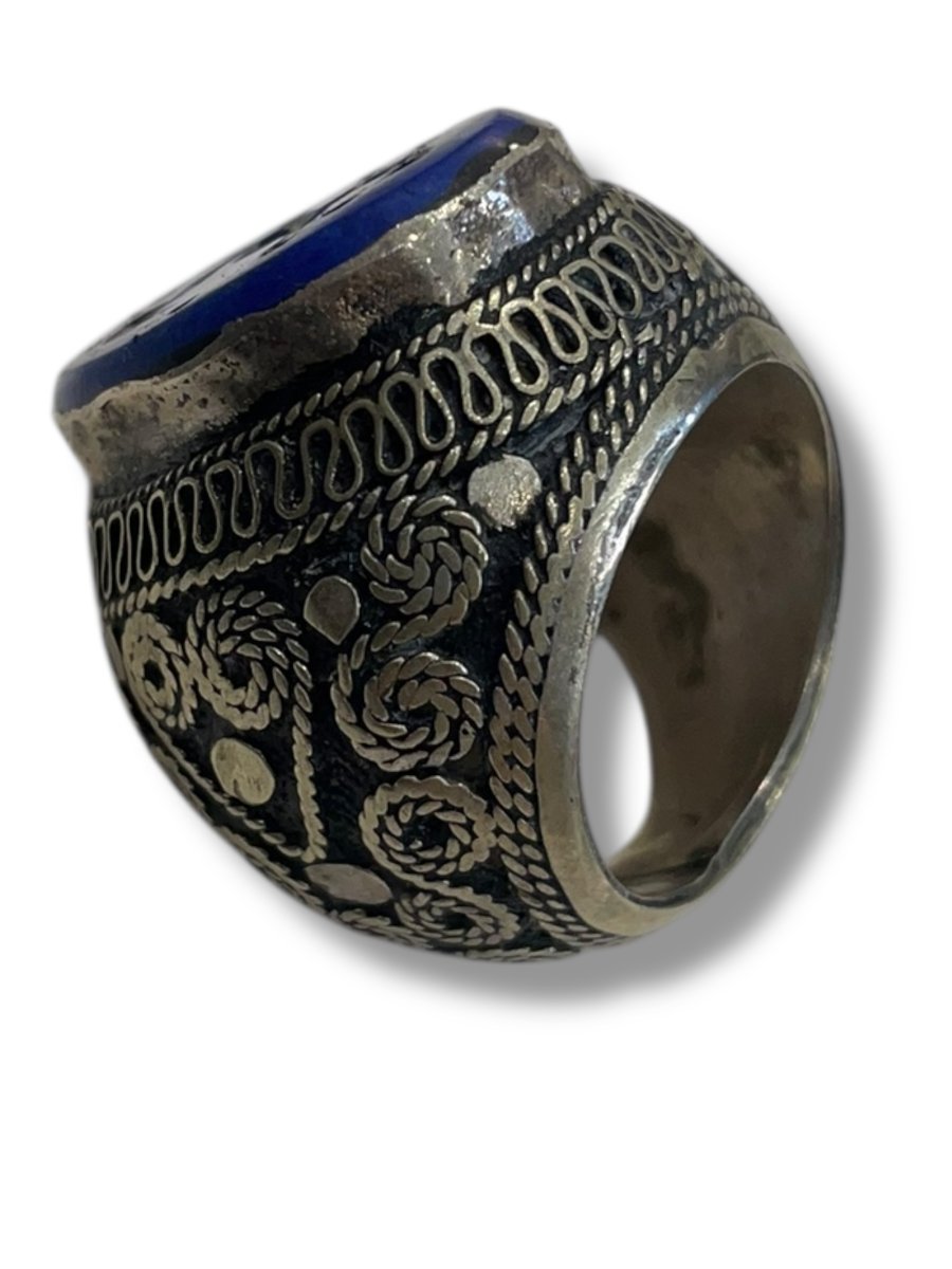 Bague afghane intaille en lapis lazuli-photo-6