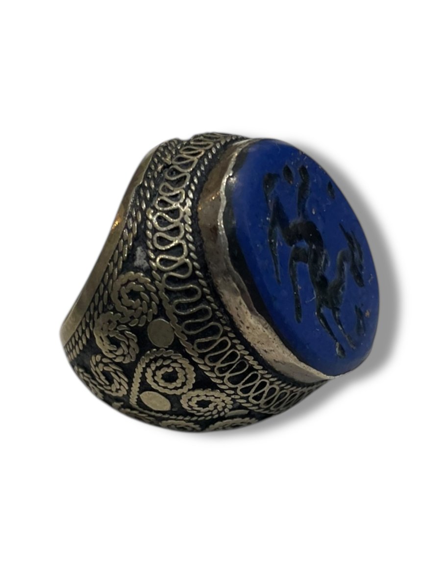 Bague afghane intaille en lapis lazuli-photo-8