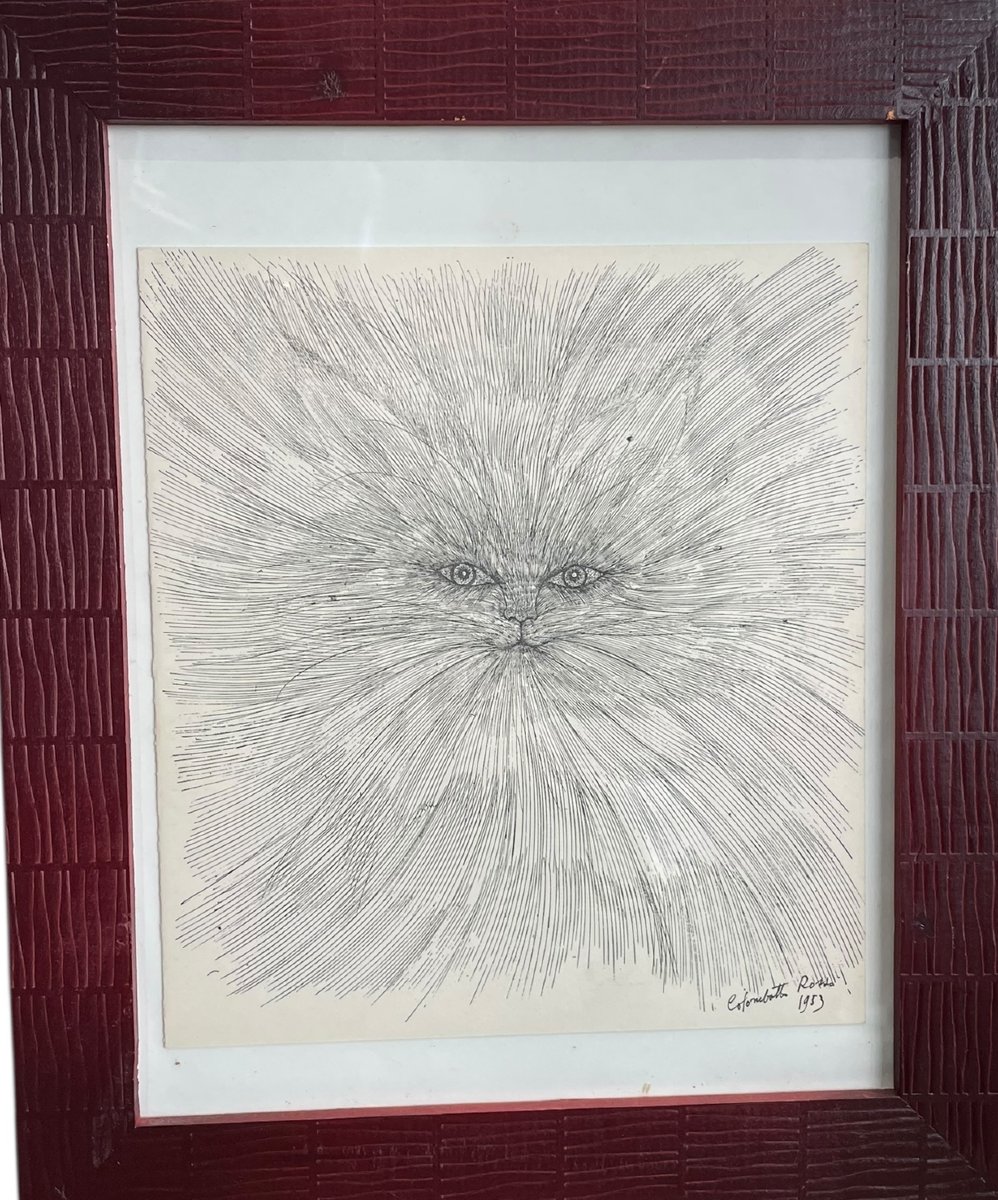 Chat encre sur papier Enrico COLOMBOTTO ROSSO-photo-5