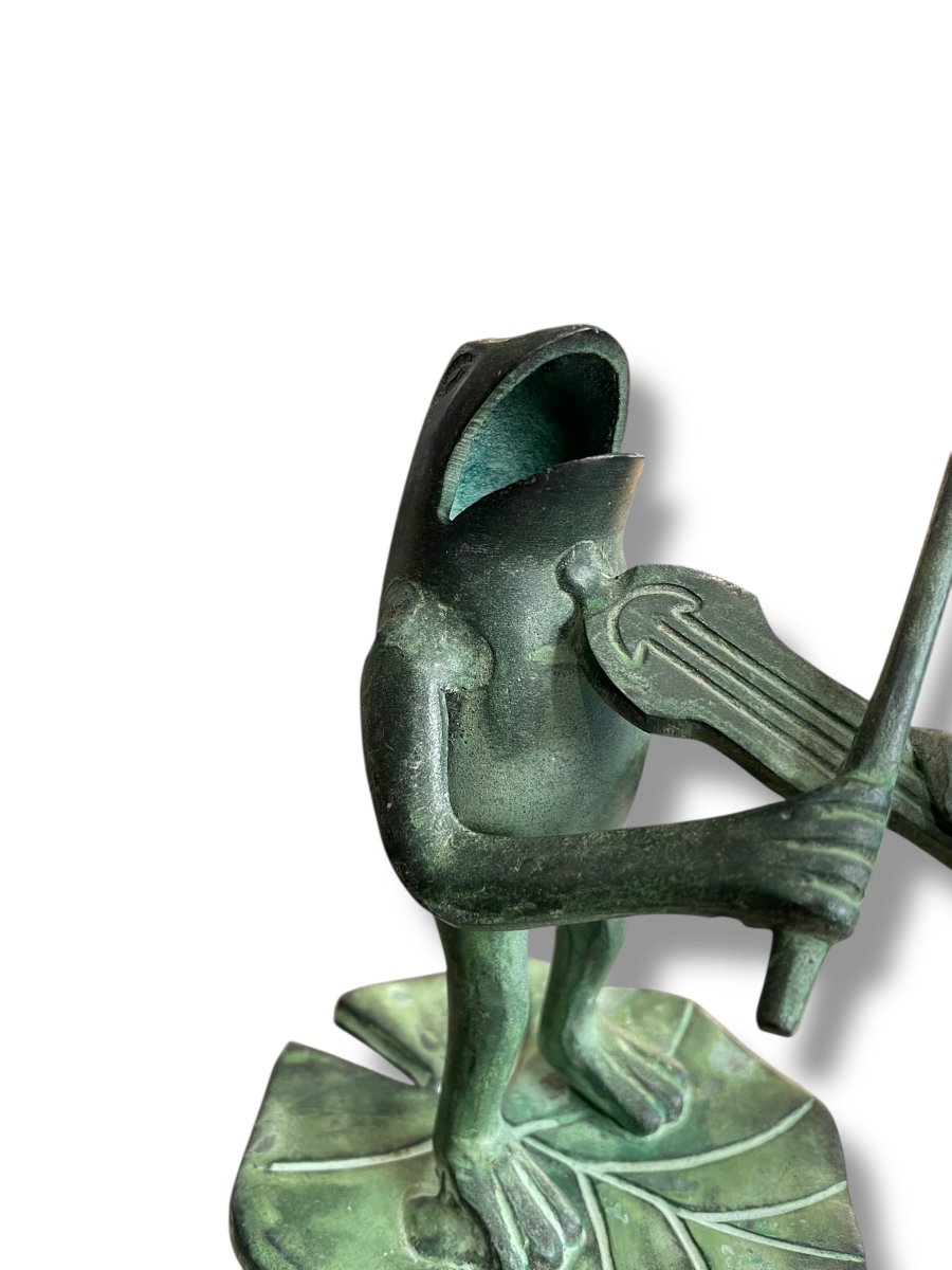 Bronze Musician Frog The Violinist-photo-1
