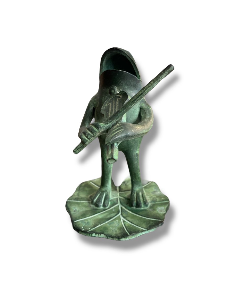 Bronze Musician Frog The Violinist-photo-2