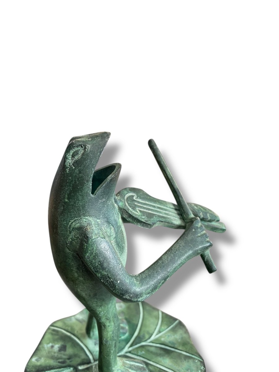 Bronze Musician Frog The Violinist-photo-3