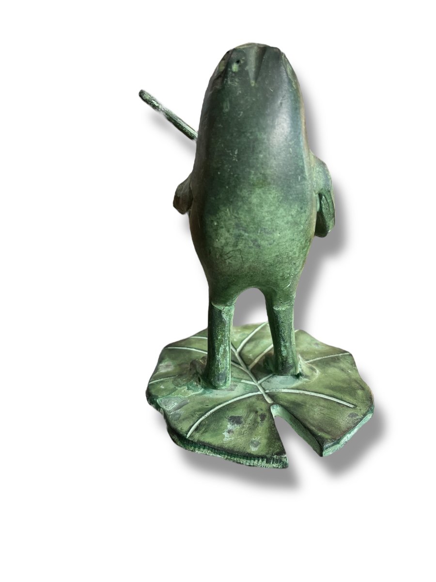Bronze Musician Frog The Violinist-photo-6