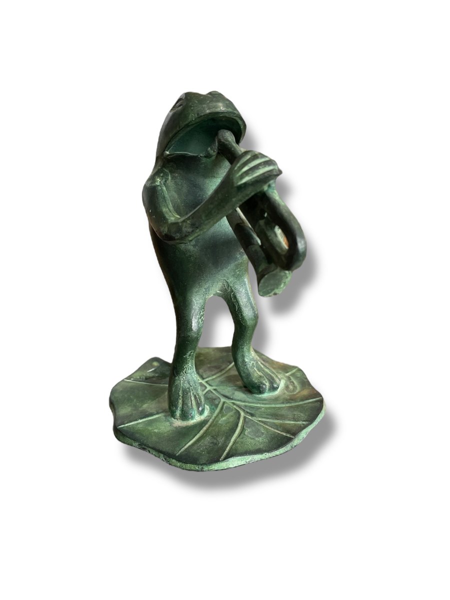 Bronze Musician Frog The Trumpeter-photo-2