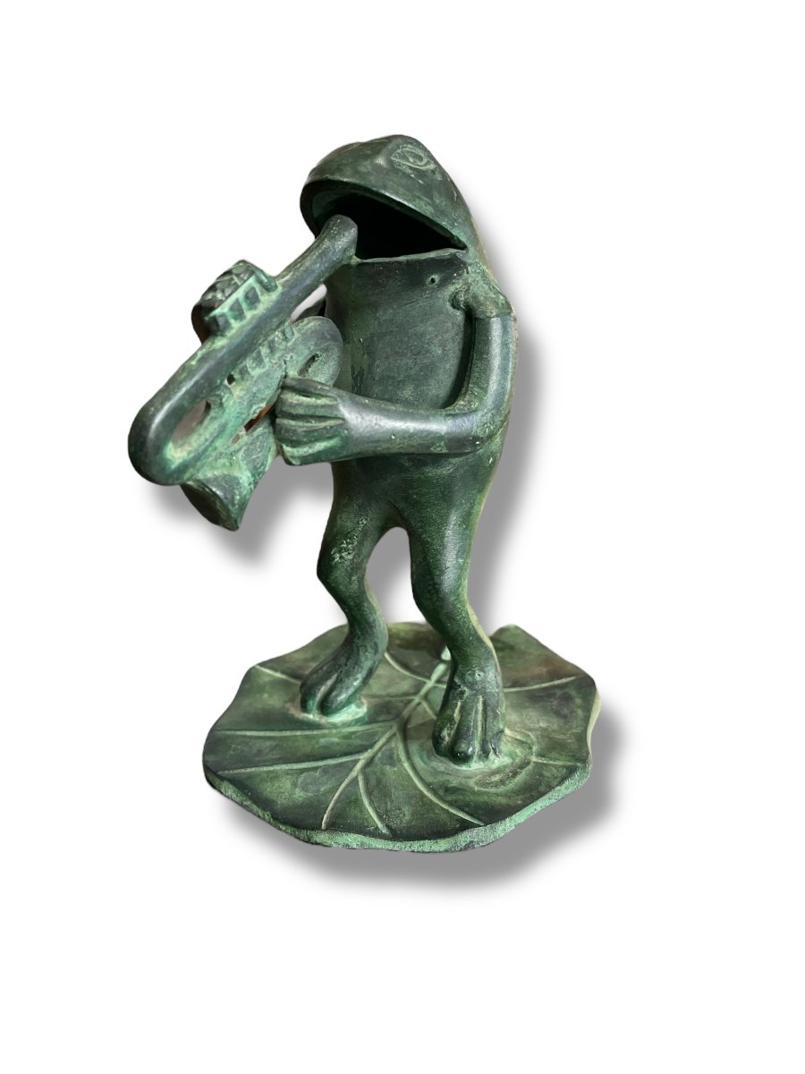 Bronze Musician Frog The Trumpeter-photo-4
