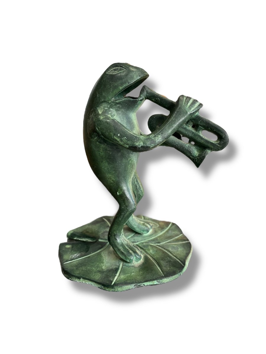 Bronze Musician Frog The Trumpeter-photo-5