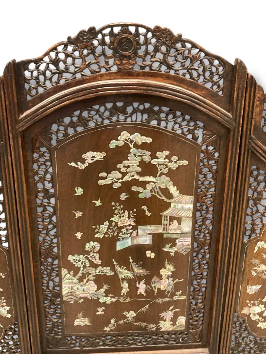 19th Century Wooden And Mother-of-pearl Screen-photo-3